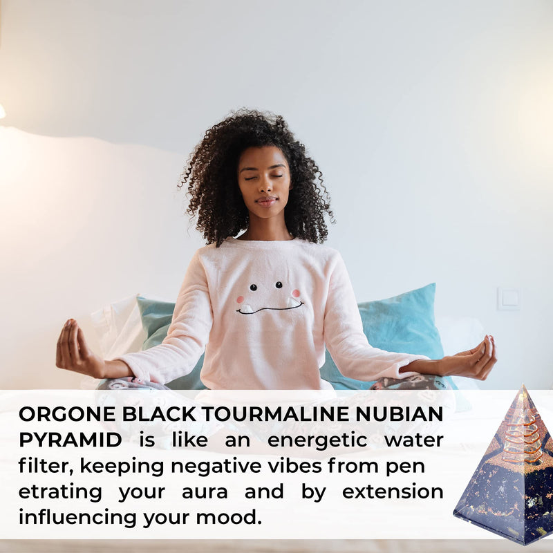 Orgone Pyramid-Black Tourmaline-Crystal-Chakra Balancing Orgone Energy Generator- Nubian Orgonite Pyramid for E-emission Protection – Healing Crystal Boost Immune System Meditation