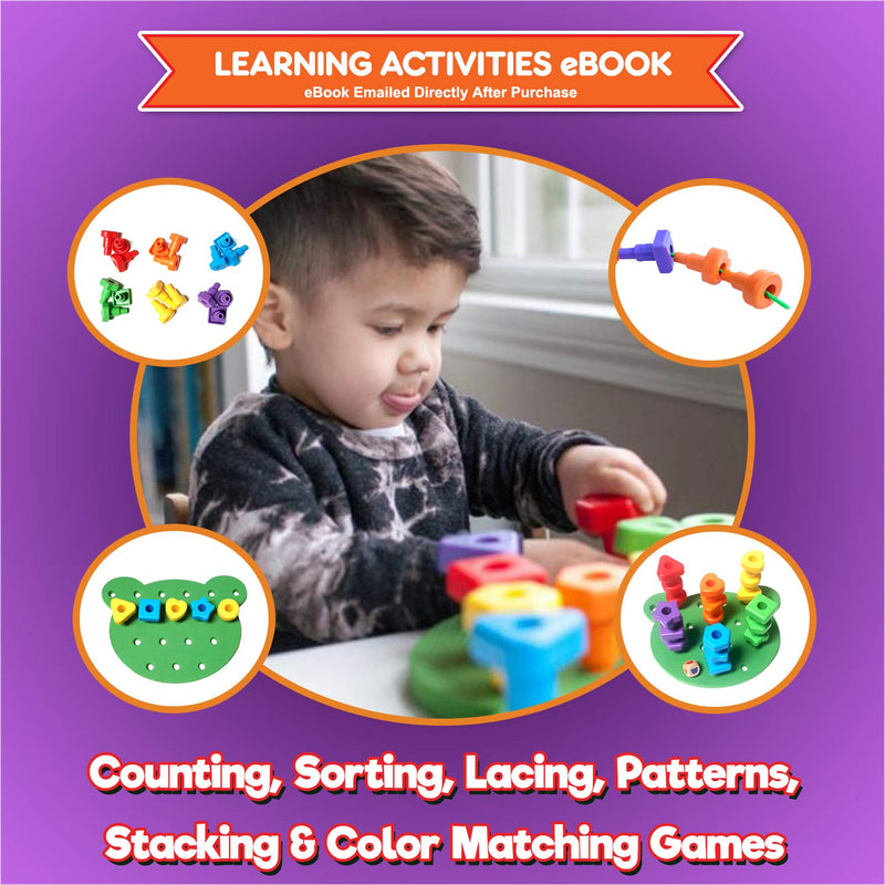 KIDS KORNER Jumbo Shapes Peg Board Toddler Games Set - Educational Baby Toys for Toddlers Stacking Sensory Toys, Peg Math Manipulatives, Toy Storage Backpack & Learning Activities eBook LACING PEGBOARD: 18 Pegs, Board, 3 Laces, Tote