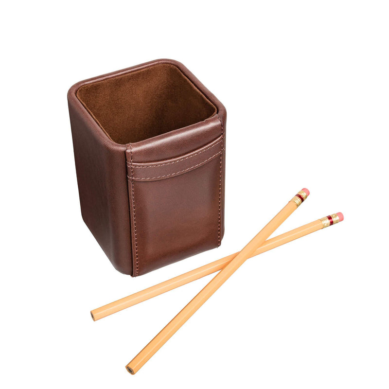 Dacasso Chocolate Brown Leather Pencil Cup