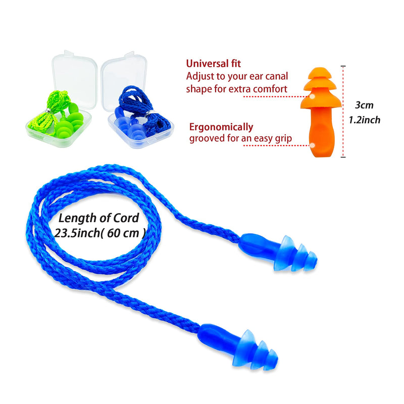 Ear Plugs for Sleeping Noise Canceling, 16 Pairs Reusable Ear Plugs Soft Silicone Earplugs Noise Reduction with Nylon Cord Hearing Protection for Shooting,Snoring,Travel, Work, Studying, Loud Noise