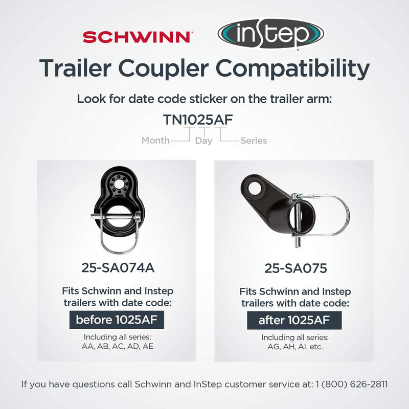 Coupler Hitch Attachments for Instep and Schwinn Bike Trailers, Flat and Angled Couplers for a Wide Range of Bicycle Carriers, Trailer Sizes, Models, and Styles Flat Coupler