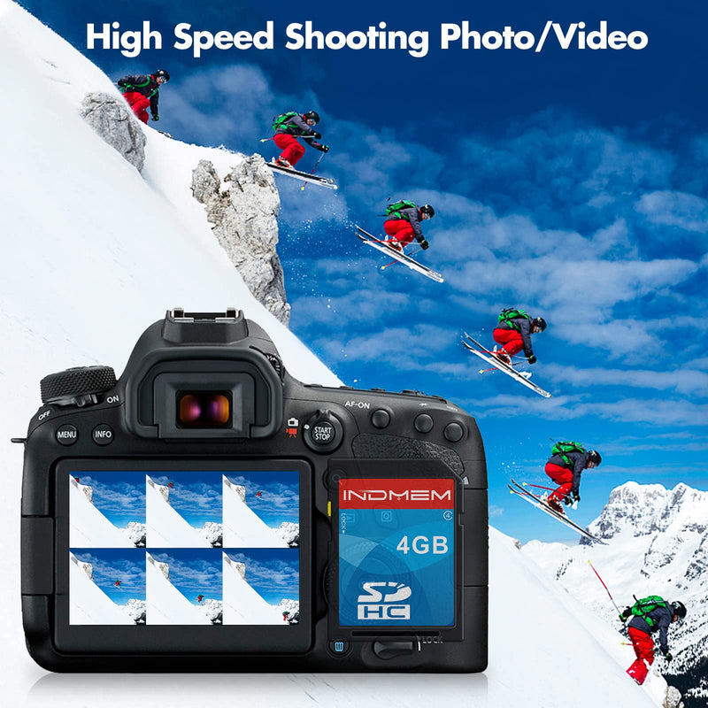 INDMEM SD Card 4GB SDHC Class 4 Flash Memory Card 4 GB Digital Camera Cards 2 Packs 2 Pack