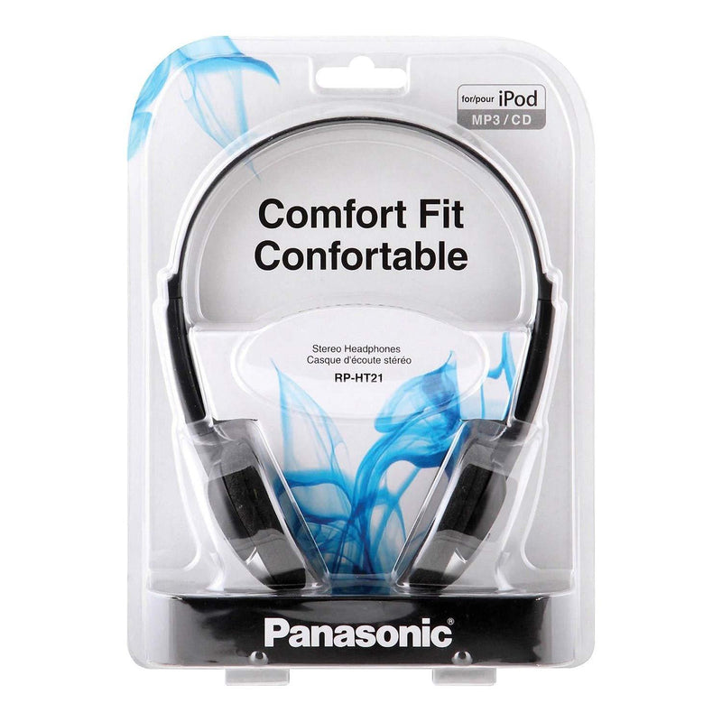 Panasonic Headphones On-Ear Lightweight with XBS RP-HT21 (Black & Silver) On Ear - No Mic