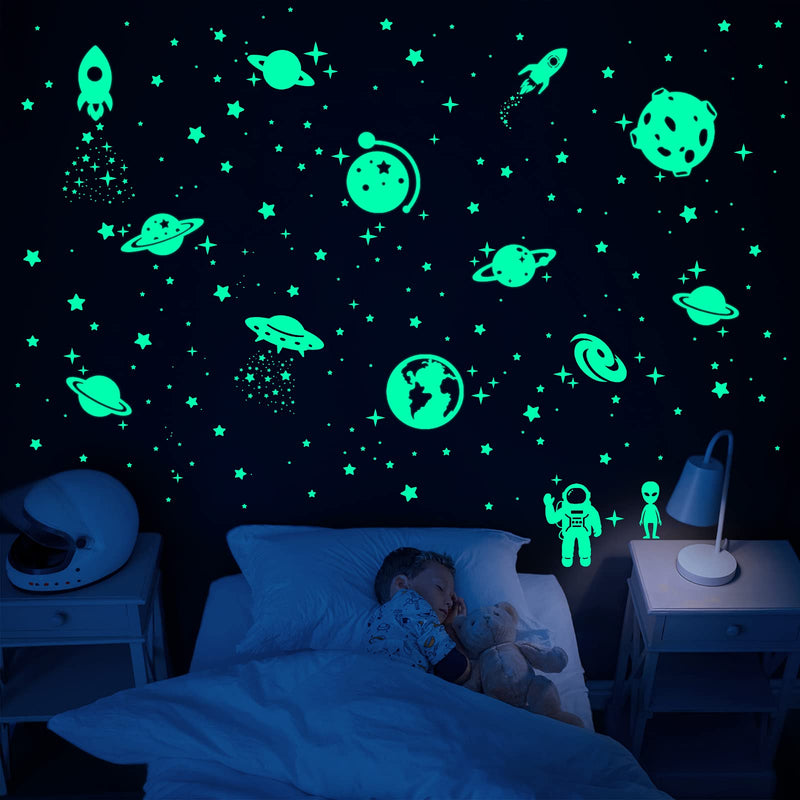 260 PCS Glow in The Dark Stars, Glowing Stars for Ceiling, Star Wall Decals Solar System Space Galaxy Planets Wall Stickers for Kids, Girls Boys Room Decorations for Bedroom