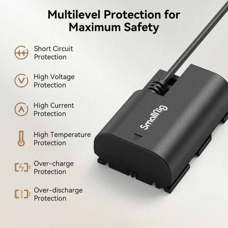 SmallRig D-TAP to LP-E6NH Dummy Battery, LP-E6NH Coiled Power Cable for Canon R5, R5 C, R6, R7, R, 5D II/III/IV, 6D, 6D II, 7D, 7D II, 60D, 60Da, 70D, 80D, 90D, XC10, XC15, 5DS, 5DS R Cameras - 4252