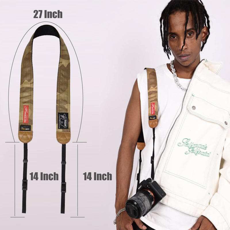 Rough Enough Vintage DSLR Camera Neck Strap for Men Women in Desert Camo Military Army Tactical Style