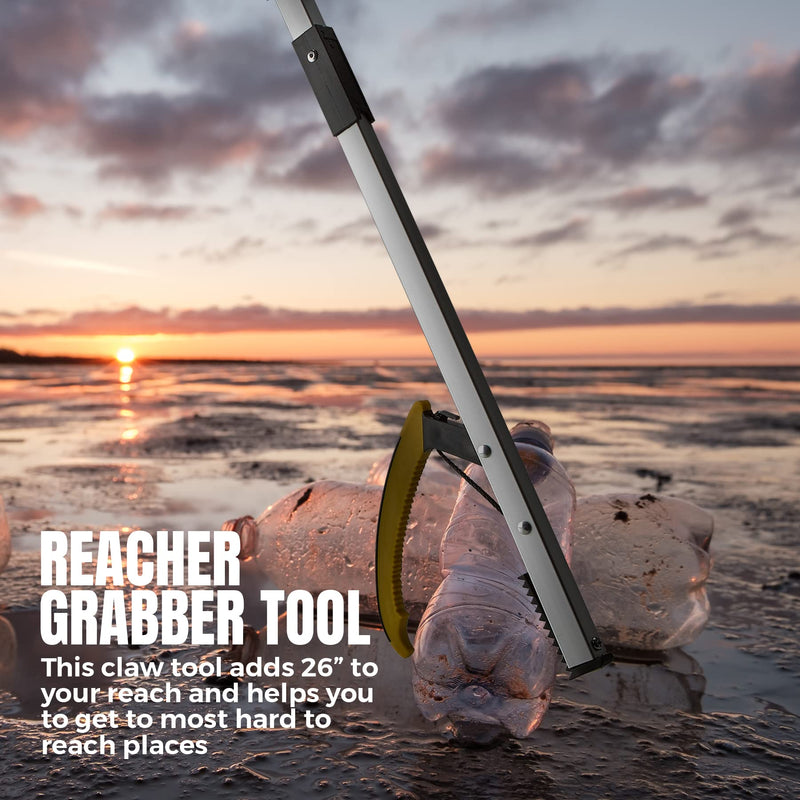 MEDca Reacher Grabber Pickup Tool - Wide Claw Arm Gripping Device with Magnetic Tip | Lightweight & Durable | Indoor and Outdoor Extender Reaching Mobility Aid | Trash Picker 26”