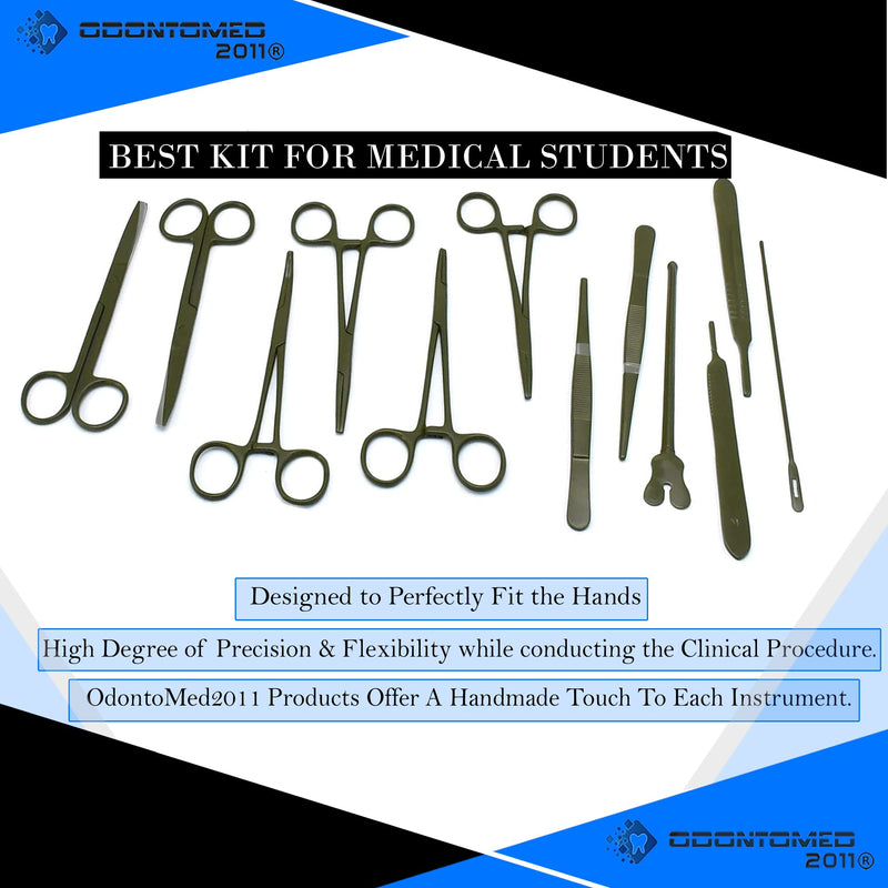 OdontoMed2011 Dissection Kit- First Aid Kit 24 Pcs Advanced Lab Dissection Kit for Anatomy & Biology Students Lab Veterinary Botany Stainless Steel Instruments & 11 Bonus Scalpel Handle MLT-01
