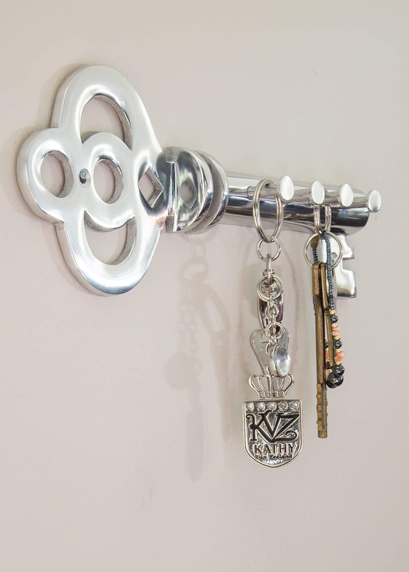 Decorative Wall Mounted Key Holder - Multiple Key Hooks Rack - Hand Cast Aluminum - Modern Theme - Polished Finish - with Screws and Anchors - by Comfify