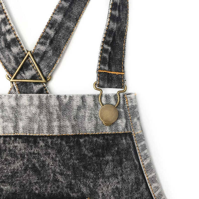 Jeanerlor - Denim Hair Stylist Tool Apron with Pockets for Women - Jean Work Apron Cross Straps & Adjustable S to M (Black) Medium Black