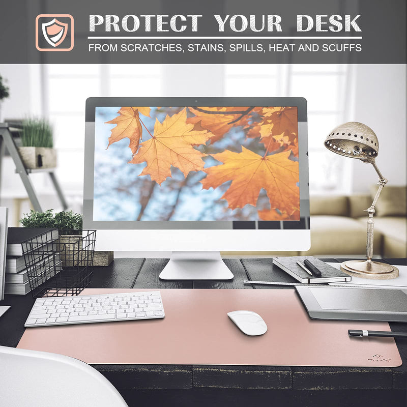 Knodel Desk Mat, Office Desk Pad, Waterproof Desk Mat for Desktop, Leather Desk Pad for Keyboard and Mouse, Desk Pad Protector for Office and Home (31.5" x 15.7", Pink) 31.5" x 15.7"