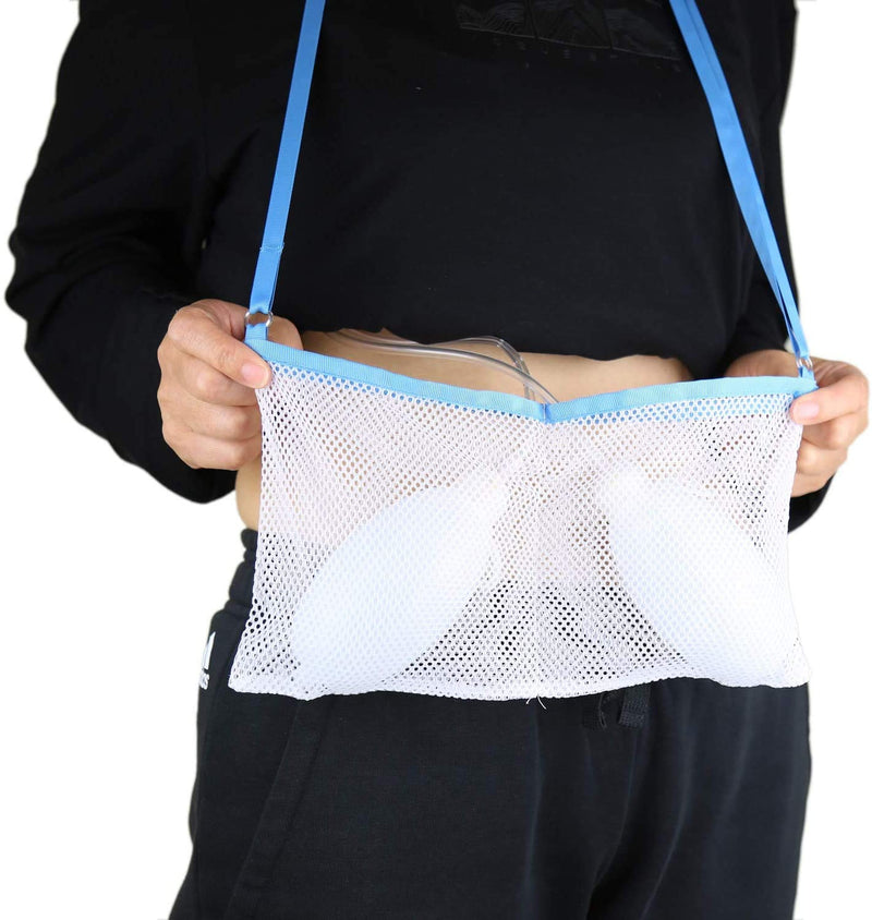 Adjustable Mastectomy Drain Holder Drainage Pouch with Shower Bag for Breast Surgery Mastectomy Breast Reduction Augmentation Post-Surgery Recovery Support Patient Care Kit (Blue) Blue