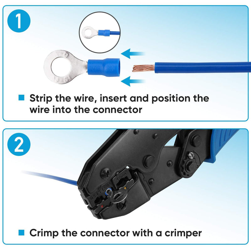 TICONN 200 Pcs Electrical Insulated Wire Connectors Kit - Spade, Ring, Butt, Quick Disconnect, Forks Connector - Crimp Cable Terminals