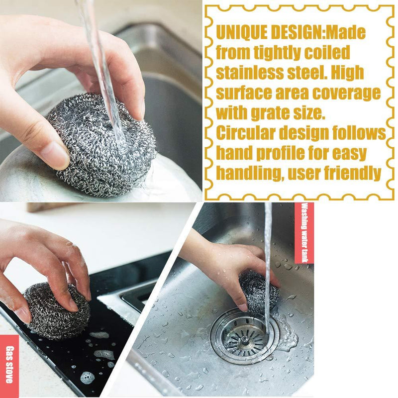 18 PCS Stainless Steel Sponges Scrubbers Cleaning Ball Utensil Scrubber Metal Scrubber Scouring Pads Ball for Pot Pan Dish Wash Cleaning for Removing Rust Dirty Cookware Cleaner with Handle (18 Pack) 18 Pack