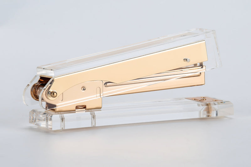 Clear Gold Toned Acrylic Stapler by Draymond Story - Fits Standard Staples (24/6 or 26/6) - Graduation Gifts Gold