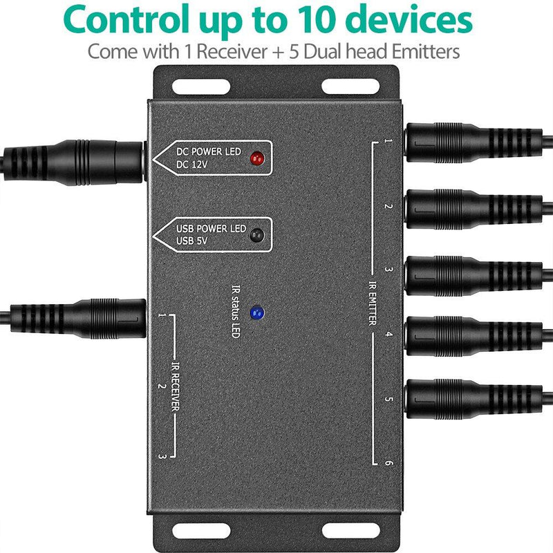 Infrared Repeater System IR Repeater Kit Control Up to 10 Devices Hidden IR System Infrared Remote Control Extender Kit