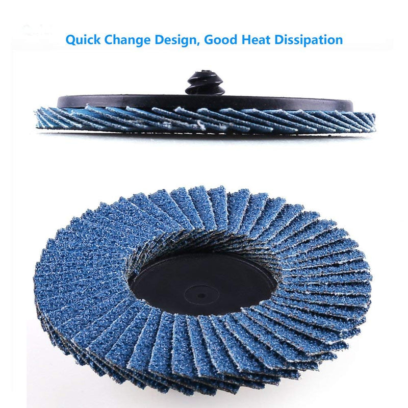 Titoe 30 PCS Flap Disc, 2 Inch T27 Zirconia Alumina Flat Flap Disc Roloc Roll Lock Grinding Sanding Sandpaper Wheels with 1/4 inch Holder, Includes 40/60/80 Grits 40/60/80Grit