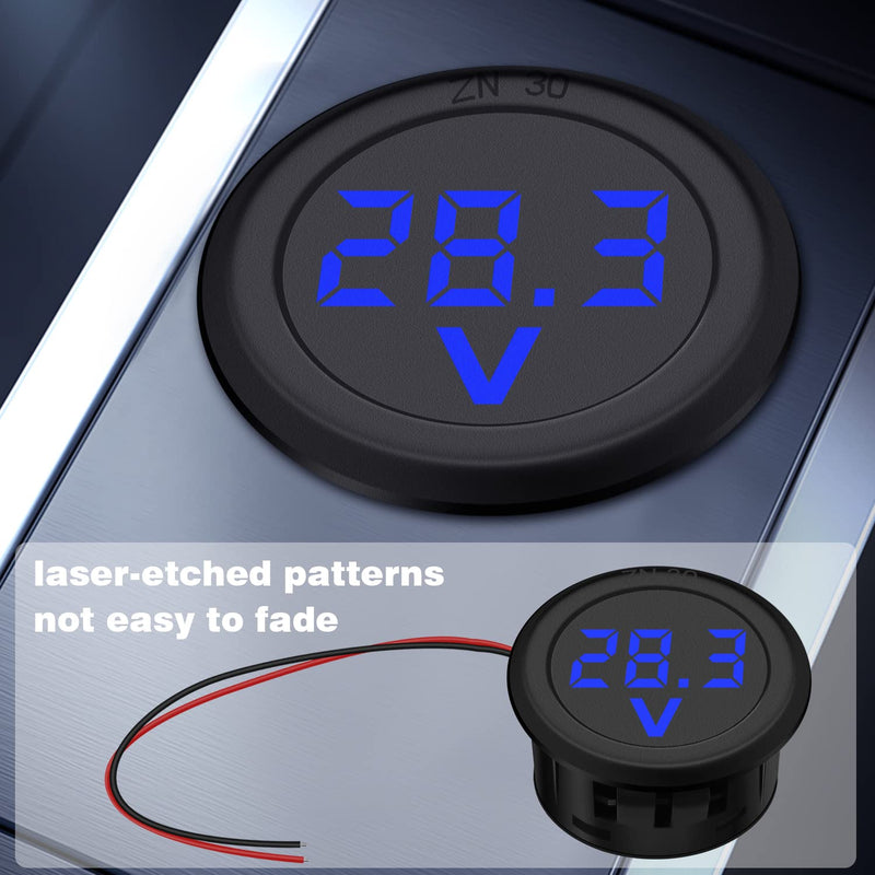 2 Pieces 12V DC Voltmeter Waterproof Digital Display Voltmeter LED Display Voltage Meter for Car Motorcycle SUV ATV Marine (Blue) Blue