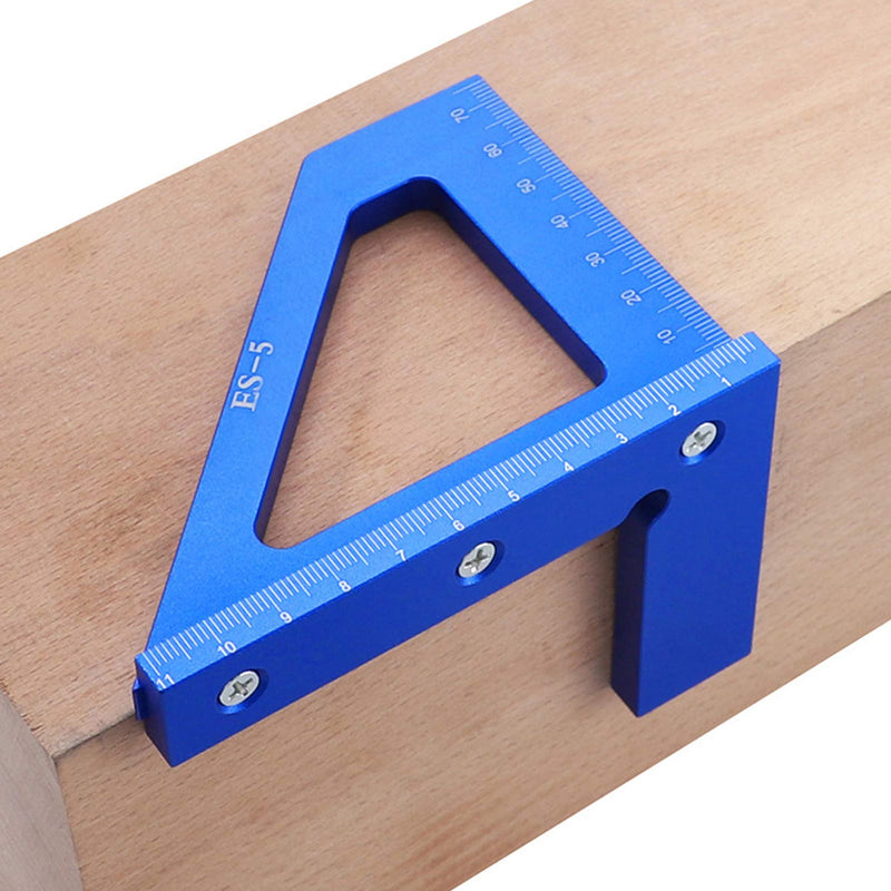 45 Degree Square Layout Miter Gauge, 3D Mitre Angle Ruler, Carpentry Square Ruler, Aluminum Alloy with Pencil Eraser for DIY Woodwork