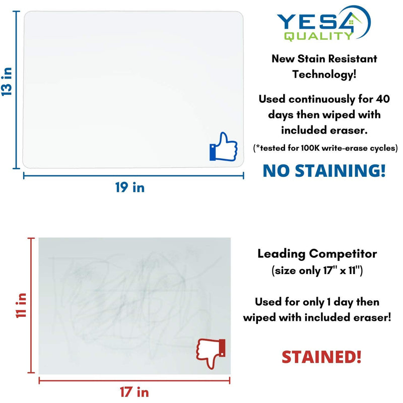 Magnetic Dry Erase Whiteboard Sheet for Fridge 19x13 in - with Stain Resistant Technology - Includes 3 Fine Tip Markers & Big Eraser with Magnets - Refrigerator White Board Planner & Organizer