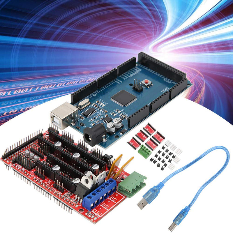 3D Printer Controller DIY Kit, RAMPS 1.4 + 2560 R3 Board + 5pcs A4988 Stepper Motor Driver & Heatsink for Arduino RepRap