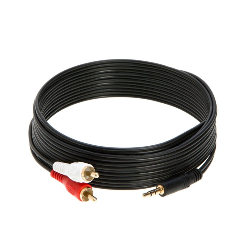 3.5mm Male Audio to 2 RCA Stereo Cable 6ft, 10ft, 12ft, 15ft, 25FT (10FT)