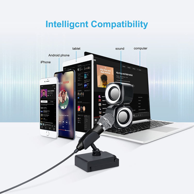 Uniwit Mini Portable Vocal/Instrument Microphone for Mobile Phone Laptop Notebook Apple iPhone Sumsung Android with Holder Clip (Black) Black