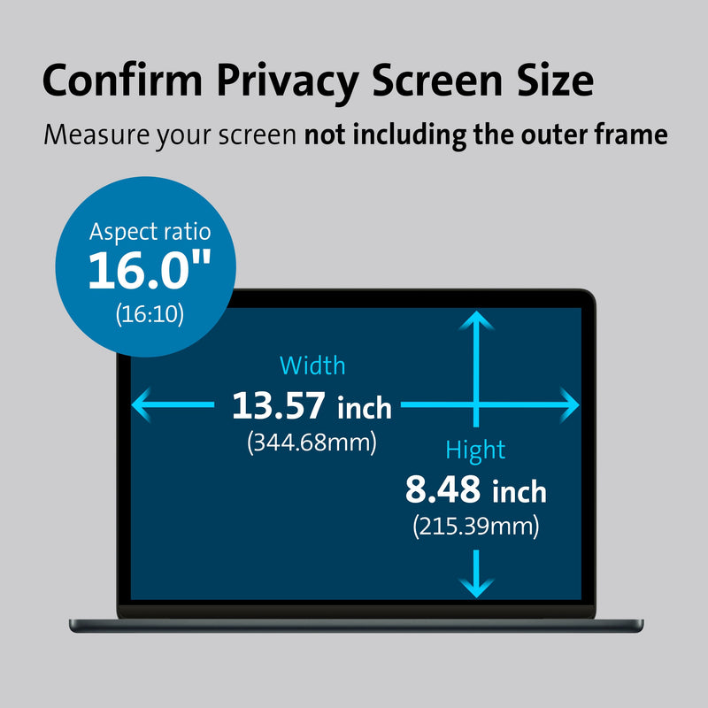 Kensington MagPro™ Magnetic Laptop Privacy Screen 16 inch, Removable 16:10 Laptop Privacy Filter Shield, Anti-Glare, Blue Ray Reduction, Compatible with HP/Dell/Acer/Asus/Lenovo (K55256WW) Laptop (16:10) 16" (16:10)