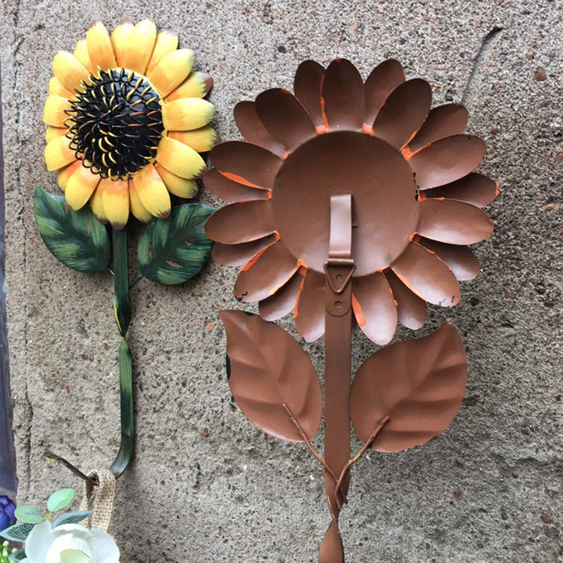 YK DECOR Decorative Metal Sunflower Hook for Hanging Coat Key Hat in Entryway Kitchen Office Garage Gift
