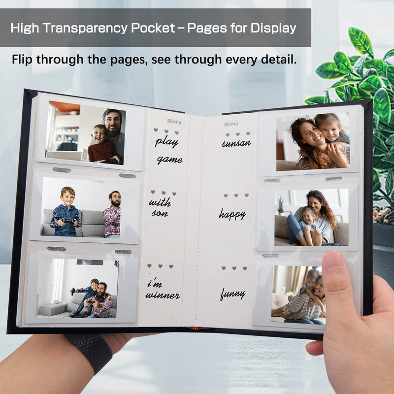 Photo Album for Fujifilm Instax Mini Camera, 180 Pockets Instax Mini Album with Memo Areas, 2X3 Photo Album for Polaroid 2x3 ZINK Film Camera, Fujifilm Instax Mini 11 9 8 40 Evo Instant Camera, Black