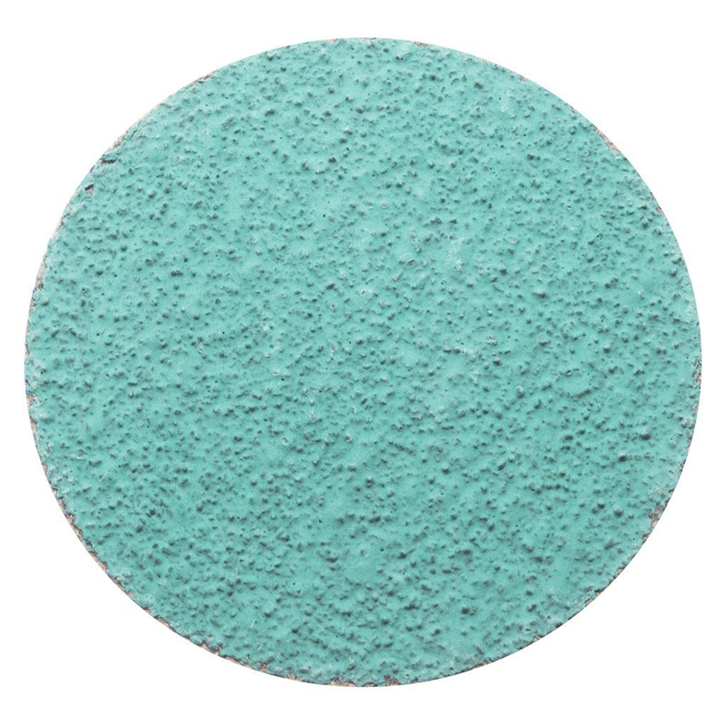 Benchmark Abrasives 3" Green Zirconia Quick Change Sanding Discs with a Male R-Type Backing Pad 36 Grit - 25 Pack