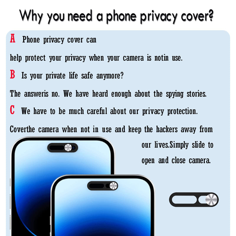 Front Camera Cover, Camera Cover Compatible with iPhone 14Pro/14Pro Max,Webcam Cover Protector Protect Privacy and Security(2PCS,Silver)