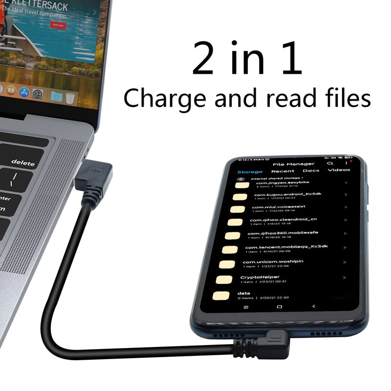 Short Micro USB Cable,25cm 90 Degree Left Angle USB 2.0 A Male to Micro USB Male Charging and The Data Transfer,for Phone,Dash Cam,Camera,etc,Micro USB Port Use(2Pcs) USB(Left Angle) to Micro Left Angle