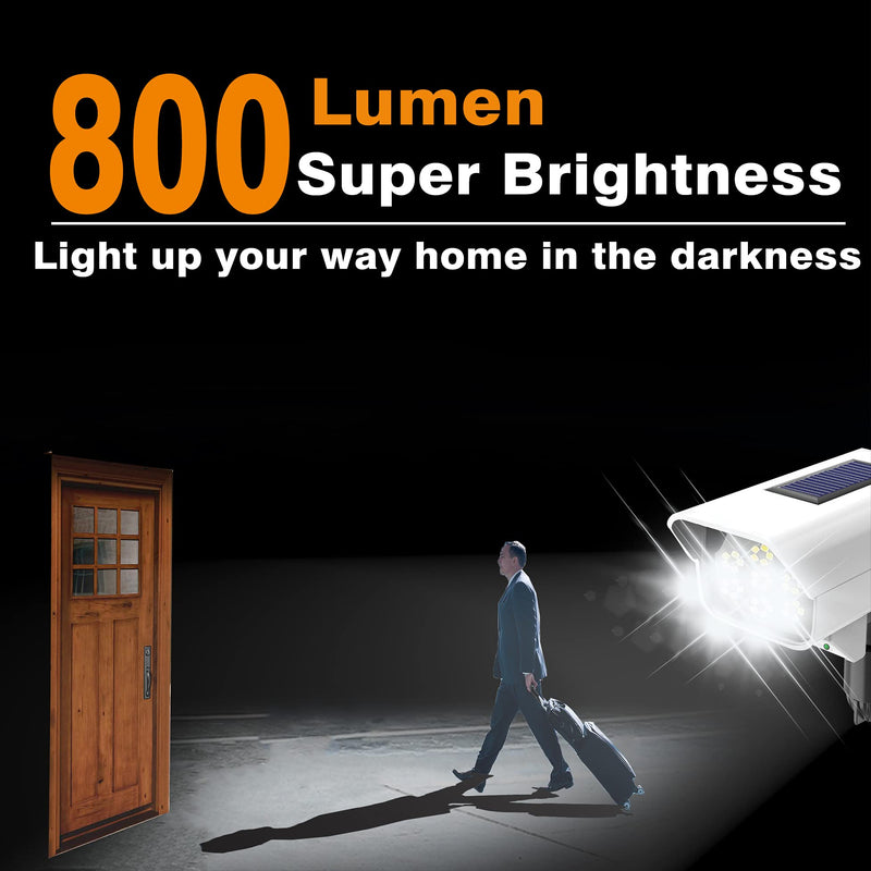 Solar Powered Fake Security Camera, Dummy Simulated CCTV Surveillance System with LED PIR Motion Sensor Detection Light for Indoor Outdoor Home, Office, Shop, Garage (No Rmote Control)