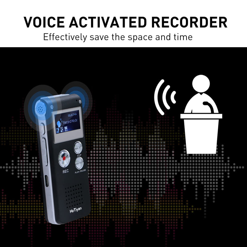 Voice Recorder 16GB Capacity Voice Activated Recording Device Digital Voice Recorder for Lectures, Meetings, Interviews Mini Audio Recorder with USB Rechargeable WAV/MP3 Tape Recorder (16GB)