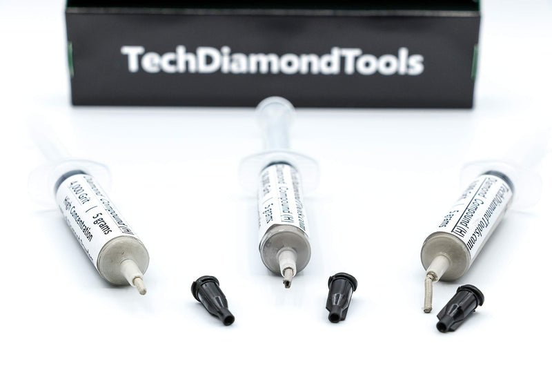 TechDiamondTools Kit of 3 Diamond Polishing Compound Polishing Paste 4000 8000 50000 Grit for Marble Glass Metal Rock Jewelry Resin Silver Gemstone with High Concentration of Diamond Powder USA Made 50000 8000 4000 grit