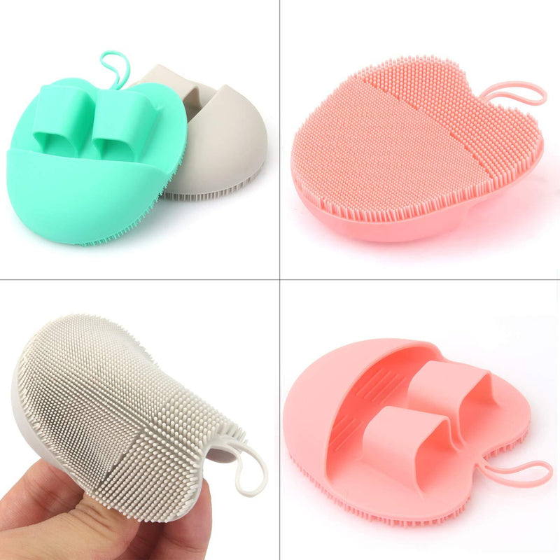 INNERNEED Soft Handheld Silicone Facial Cleansing Brush, Mild Anti-Slip Face Exfoliating and Massage Scrubber Pad, Gentle Exfoliating, Removing Blackhead, Massaging (Pack of 3) 3 mix color
