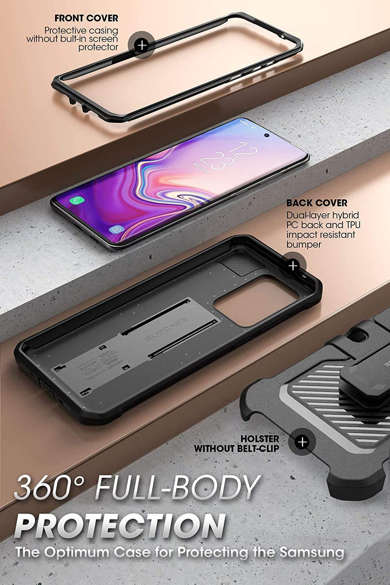 SUPCASE UB Pro Series Designed for Samsung Galaxy S20 Ultra / S20 Ultra 5G Case (2020 Release), Full-Body Dual Layer Rugged Holster & Kickstand Case Without Built-in Screen Protector (Black) Black