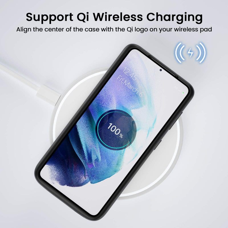 NEWDERY Galaxy S21 Battery Case Qi Wireless Charging Compatible, 4800mAh Extended Power Case Slim Protective Portable Charger Case Rechargeable for Samsung Regular S21 5G -6.2inch