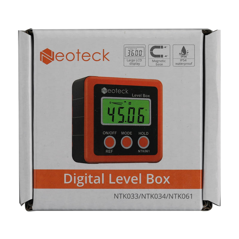 Neoteck Digital LCD Protractor Inclinometer Inclinometer Waterproof Bevel Box Angle Gauge Spirit Level (Battery Included) - Blue