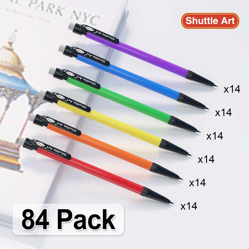 Mechanical Pencils, Shuttle Art 84 Pack Bulk Mechanical Pencils 0.7mm Medium Point, HB #2 Lead, Assorted Barrels, Office School Supplies 84 Mechanical Pencils