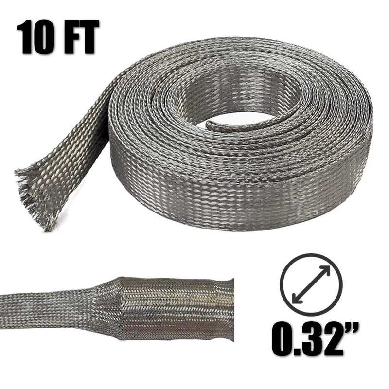 Electriduct 1/2" Tinned Copper Metal Braid Sleeving Flexible EMI RFI Shielding Wire Mesh (0.32" Diameter) - 10 Feet 0.5 Inch (0.32" Dia) | 10 Feet