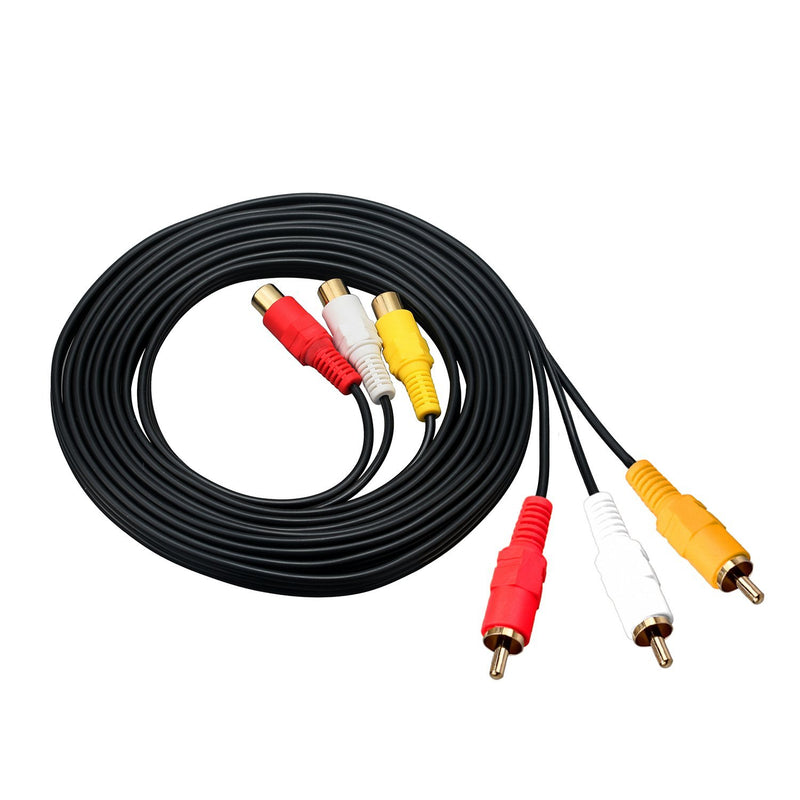 RCA Extension Cable - Gold Plated 3 RCA Male to 3 RCA Female Audio Video Extension Cable 3RCA Male to Female Audio Composite Extension Video Cable DVD CD AV TV (33ft/10m) 33ft/10m