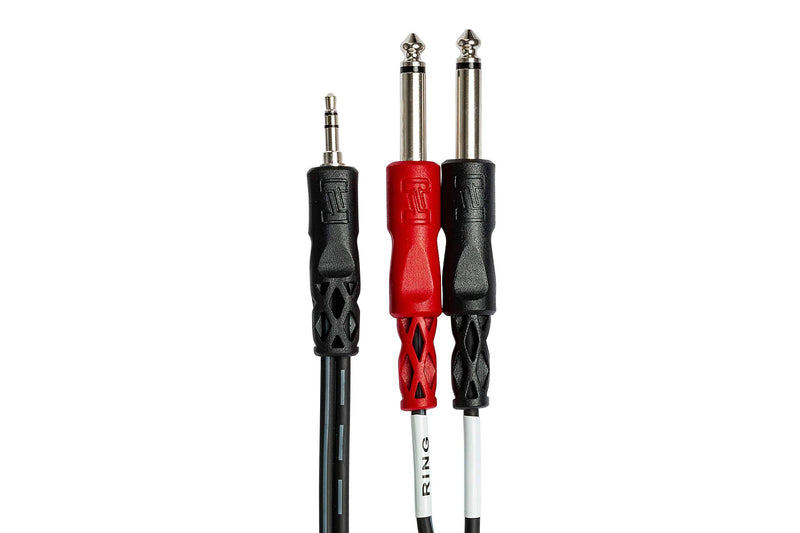 Hosa CMP-159 3.5 mm TRS to Dual 1/4" TS Stereo Breakout Cable, 10 Feet, Black, 1-Pack