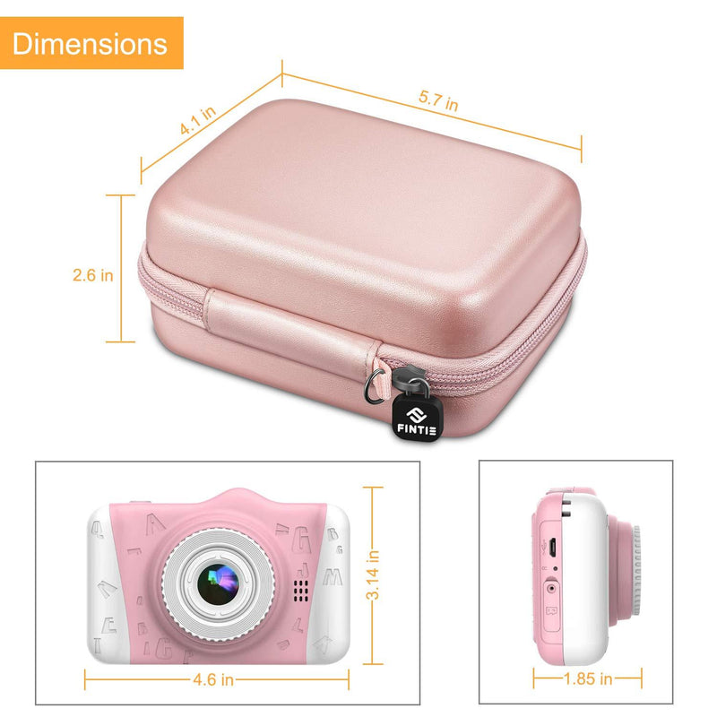 Fintie Kids Camera Case with Removable Strap, Gifts for 3-12 Year Old Girls Boys, Hard EVA Bag with Inner Pocket, Compatible with Seckton/GKTZ/WOWGO/OMZER/OMWay/Suncity Toys Digital Camera (Rose Gold) Rose Gold