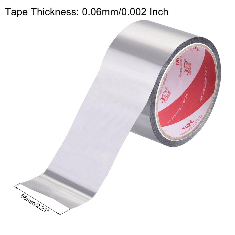 uxcell Aluminum Foil Tape, 56mmx32m Self-Adhesive Waterproof High Temperature Sealing Tapes for HVAC Duct Pipe Insulation, Pack of 3