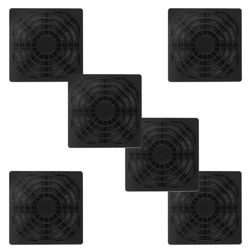 Unlorspy 6 Pcs Black Cooling Fan Filter 80 mm Square Plastic Case Fan Filter Cover PC Computer Case Mesh