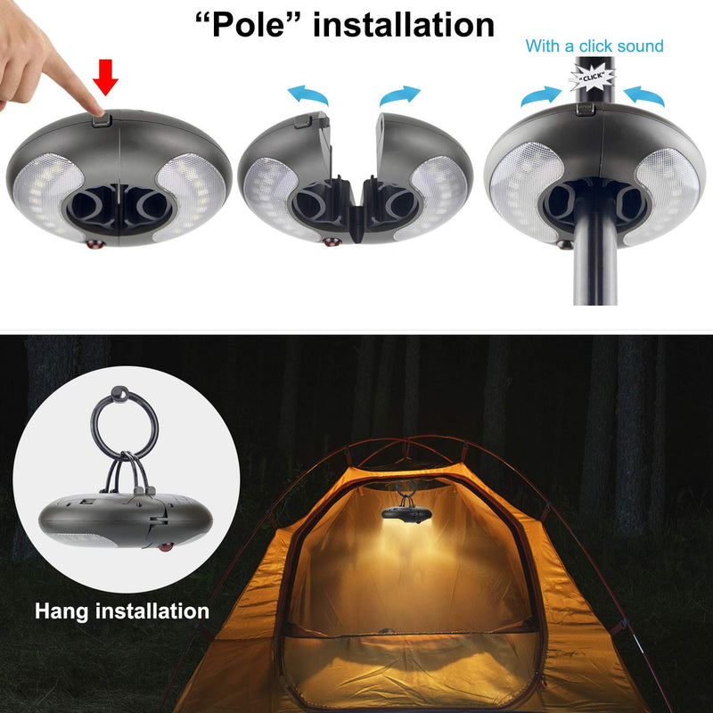 BIGMONAT Battery Operated Hanging Lights Outdoor Patio Umbrella Light with Remote12Colors Changing Camping Tent Light Outside Brightness Dimmable and Timer Setting 120Lumens Black