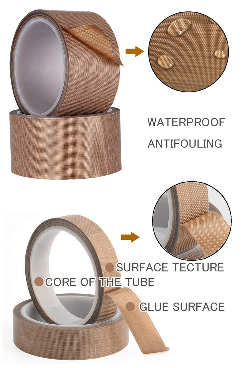 DY.2ten PTFE Coated Fiberglass Telfon Tape, 1" x 33 feet, high Temperature Tape,Welding Sealing Tape,Drying Mechanical Conveyor Belt, Teflon Tape for Vacuum Sealer Machine 1inch x 33 Feet