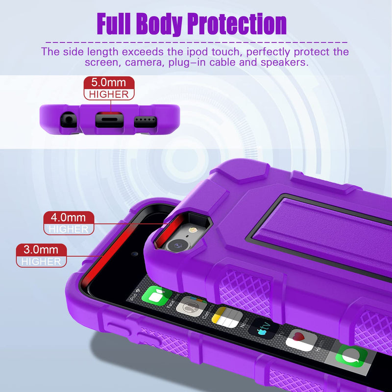 ZoneFoker for iPod Touch 7th Generation Case, iPod Touch 6th / 5th Generation Case Heavy Duty Shockproof Rugged Cover for Apple iPod Touch 7/6/5 Generation Case Purple…